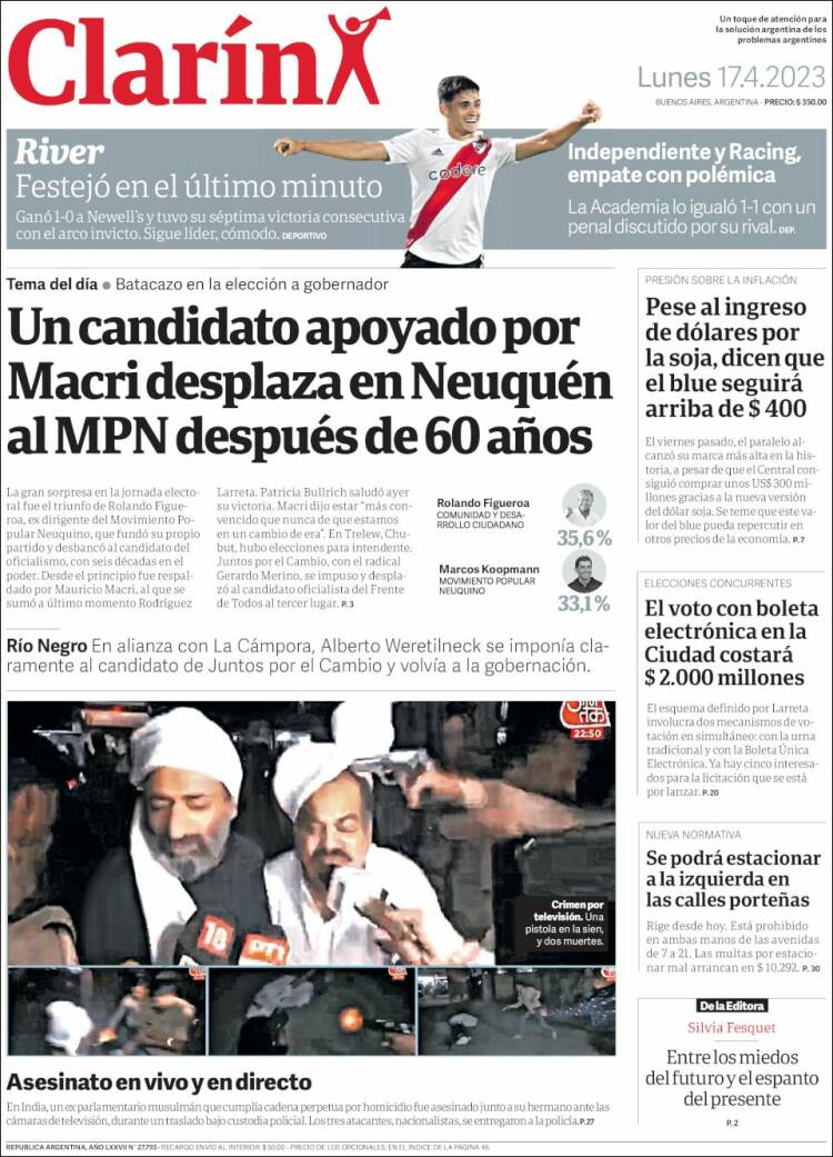 Portada de Clarín (Argentina)