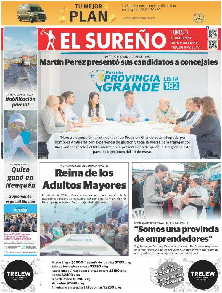 Portada de Diario El Sureño (Argentina)