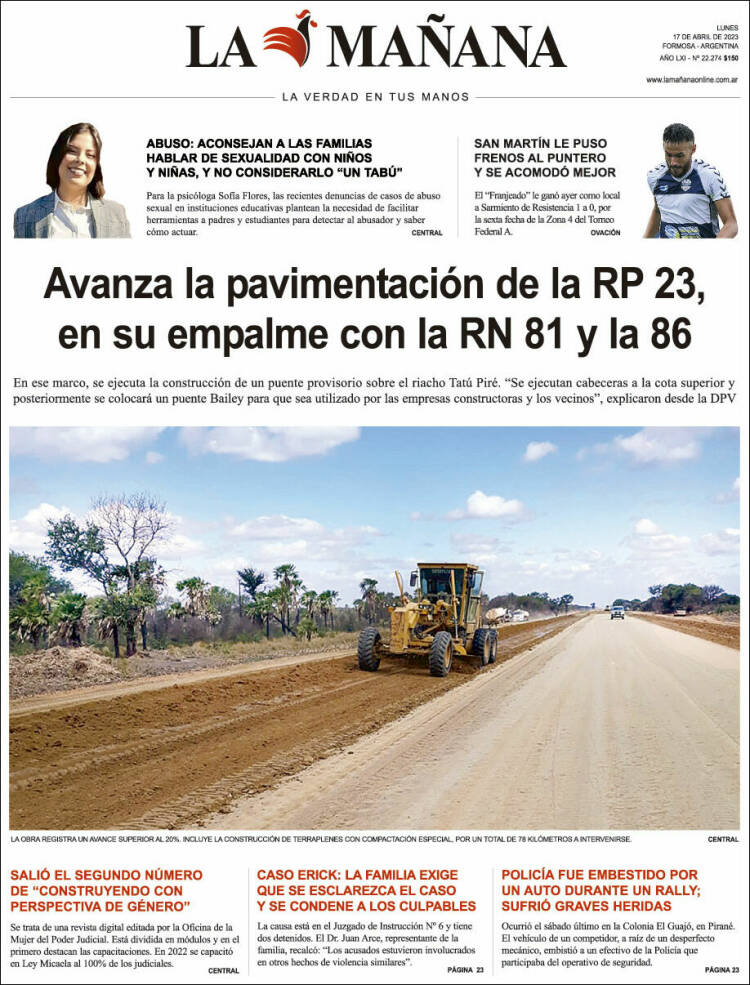 Portada de Diario La Mañana (Argentina)