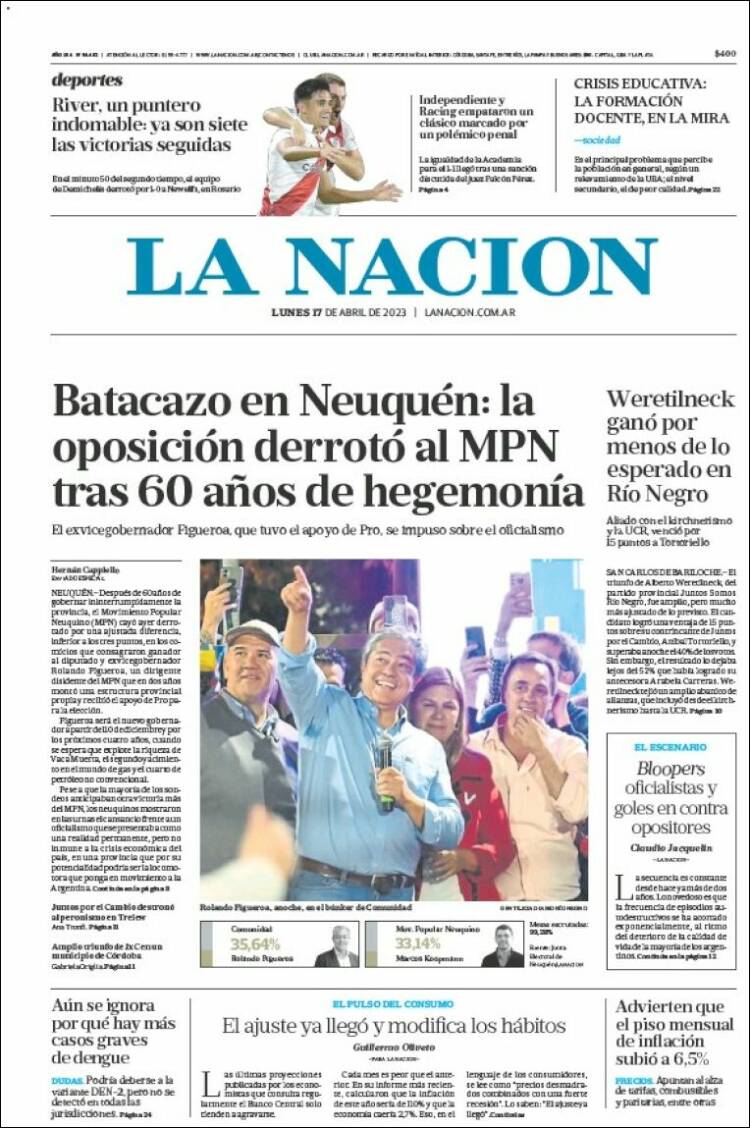 Portada de La Nación (Argentina)