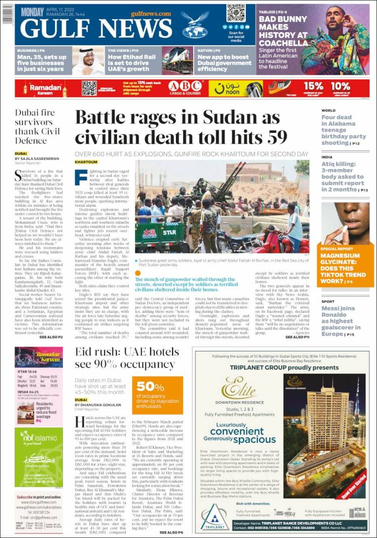 Portada de Gulf News (Asia-Pacific)