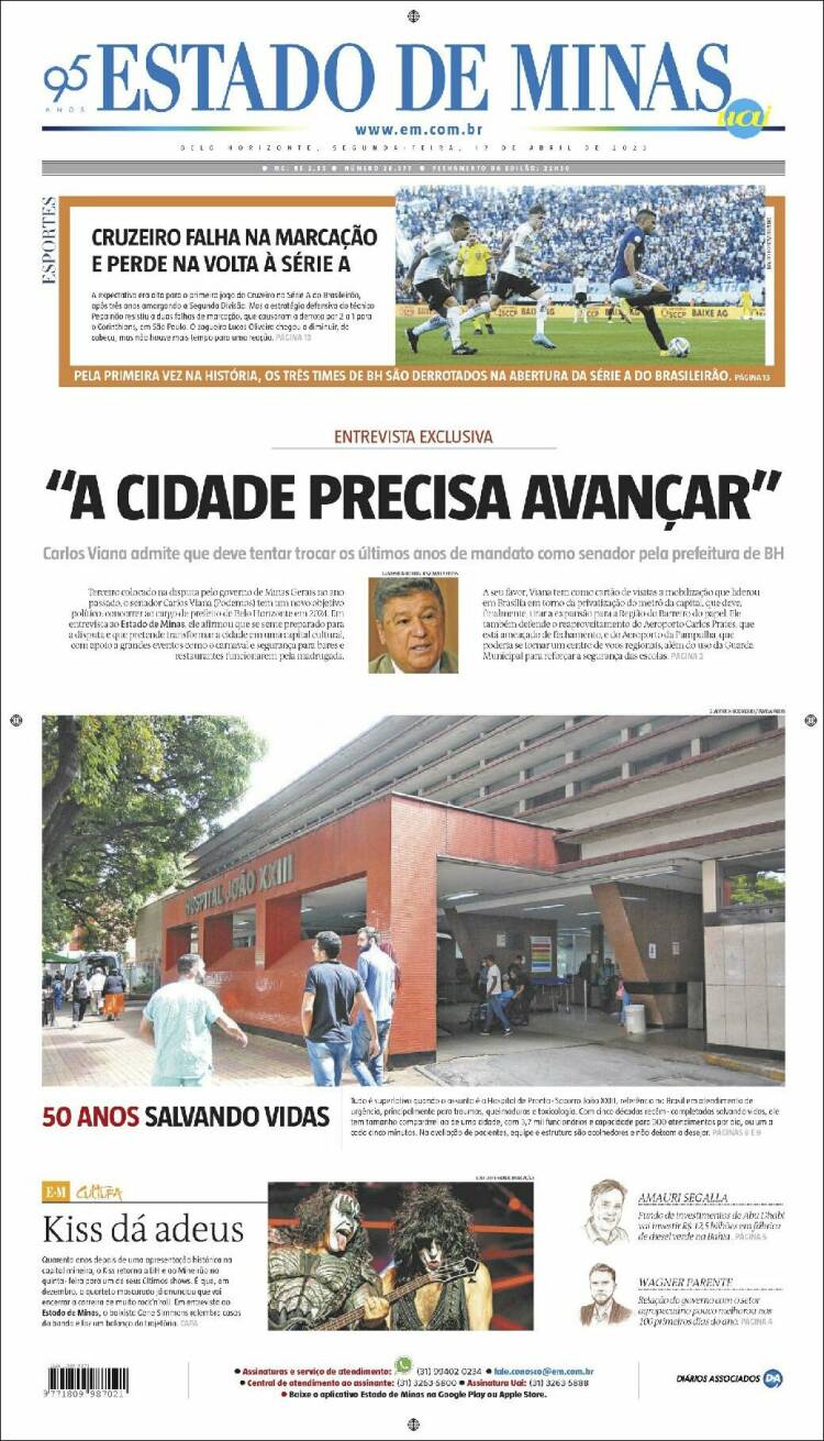 Portada de Jornal Estado de Minas (Brasil)