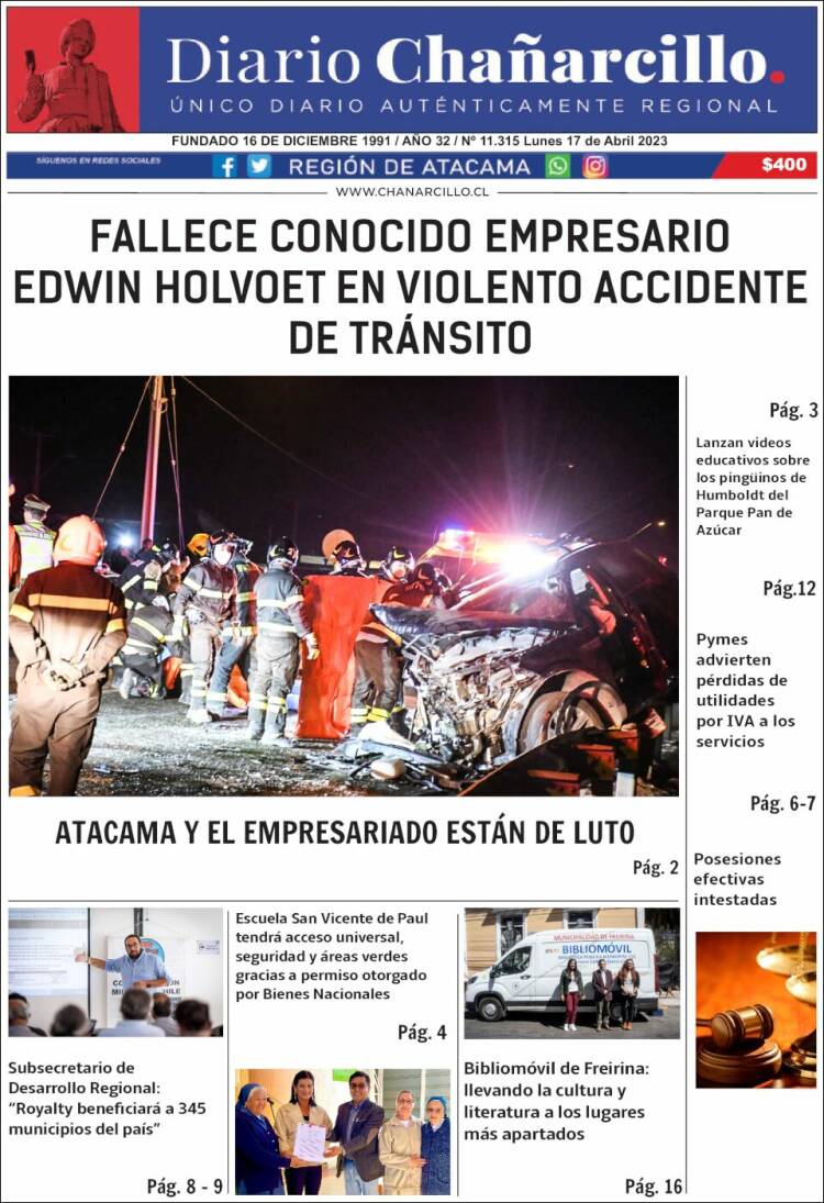 Portada de Diario Chañarcillo (Chile)
