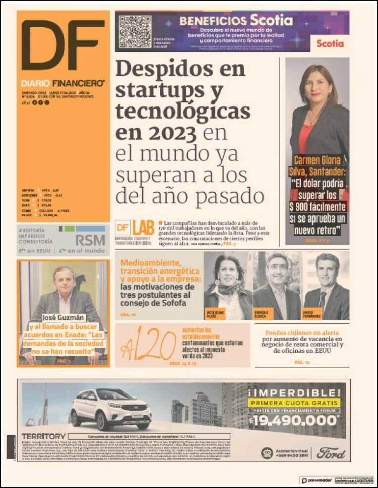 Portada de Diario Financiero (Chile)