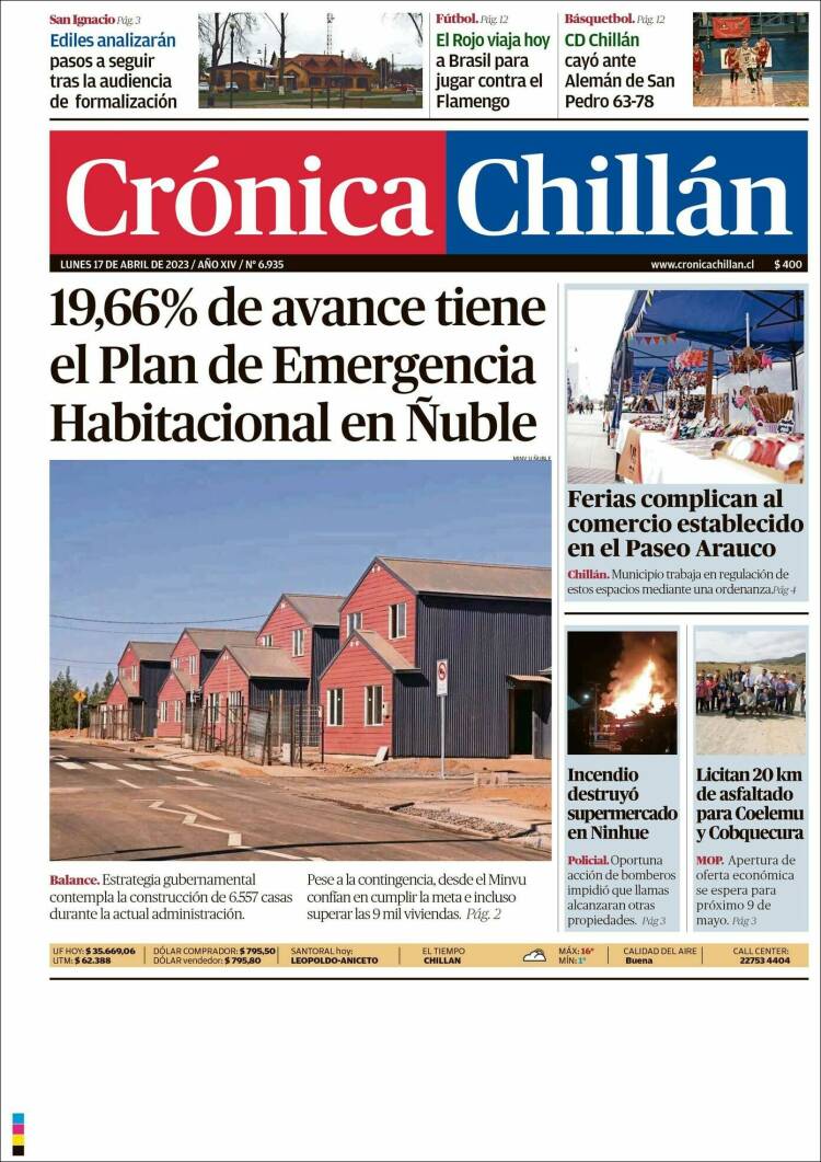 Portada de Crónica Chillán (Chile)