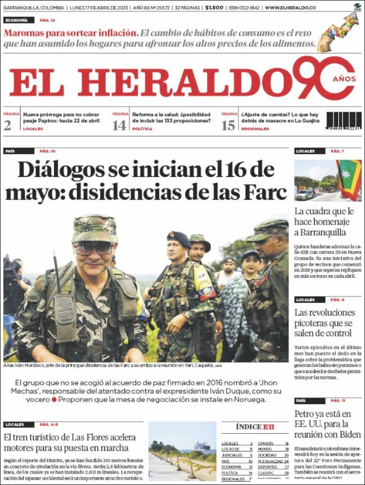 Portada de El Heraldo (Colombia)