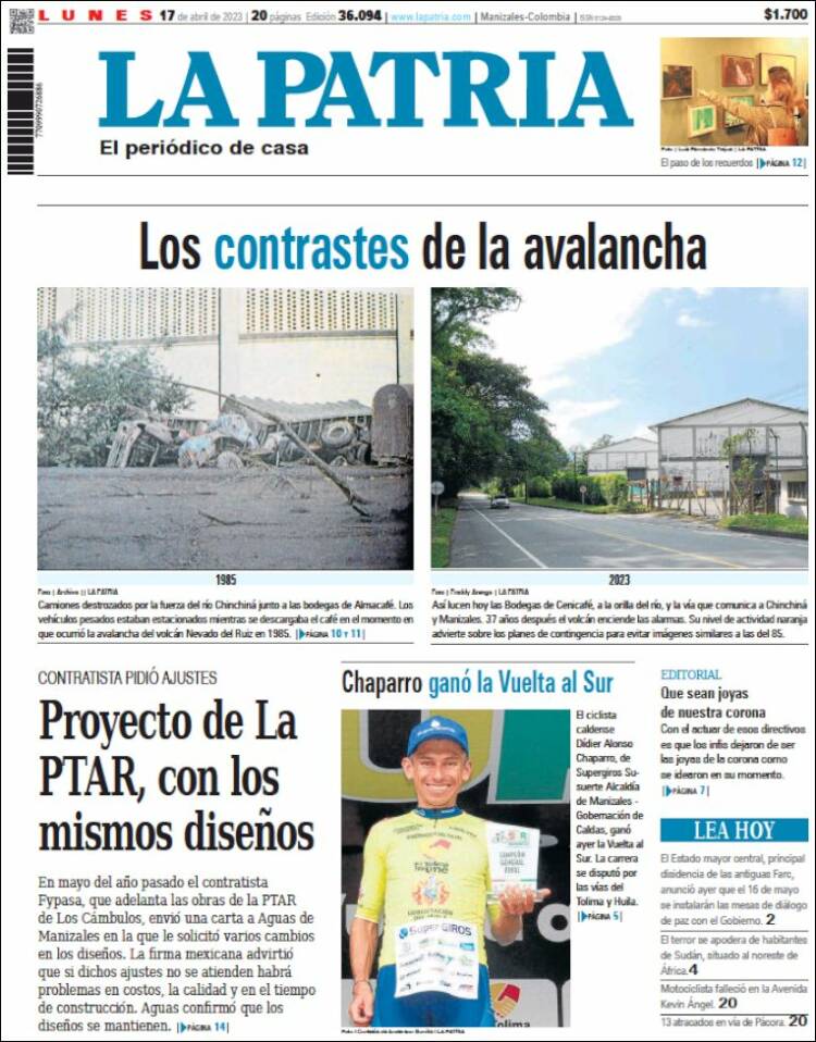 Portada de La Patria (Colombia)