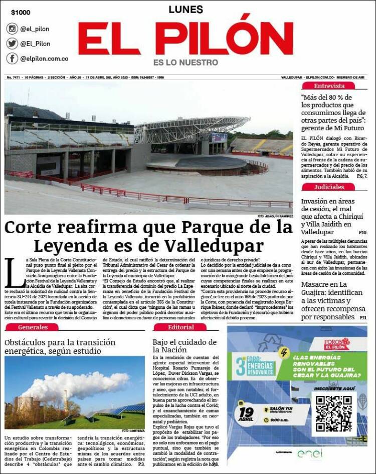 Portada de El Pilón (Colombia)