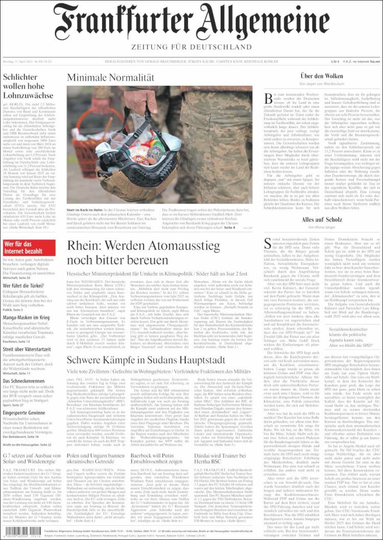 Portada de Frankfurter Allgemeine (Alemania)