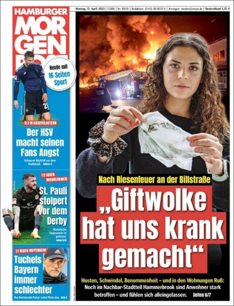 Portada de Hamburger Morgenpost  (Alemania)