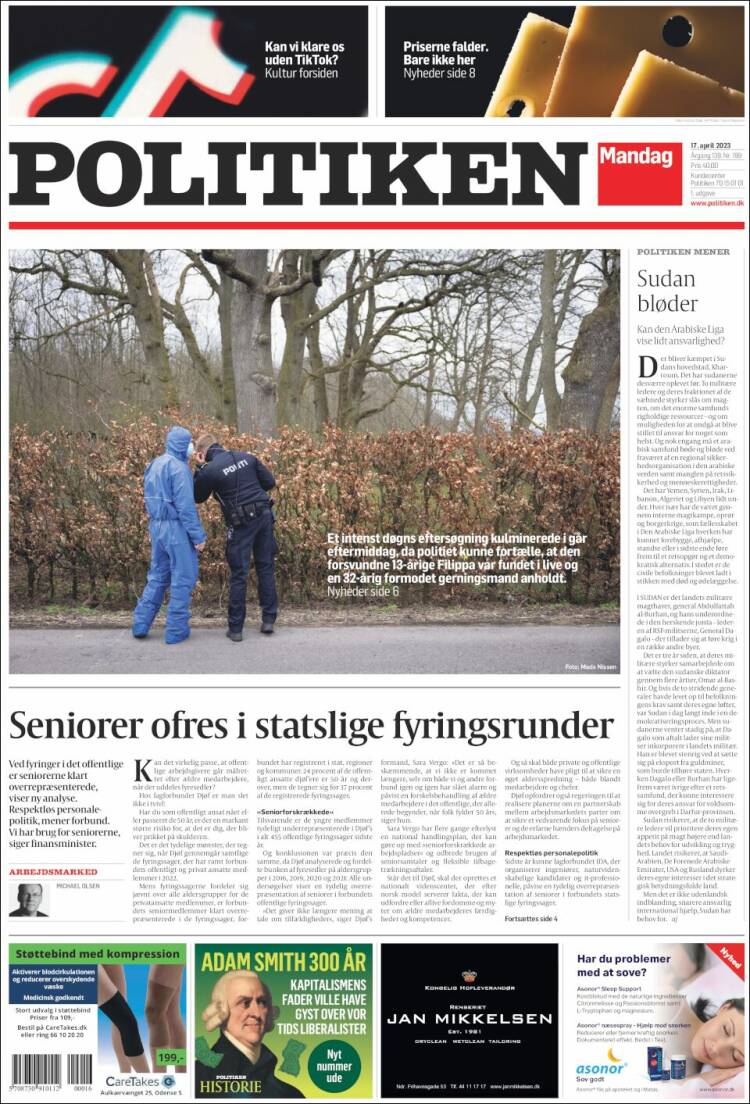 Portada de Politiken (Dinamarca)