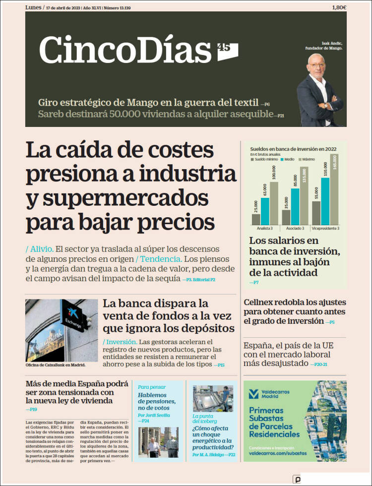 Portada de Cinco Días (Espa&ntilde;a)