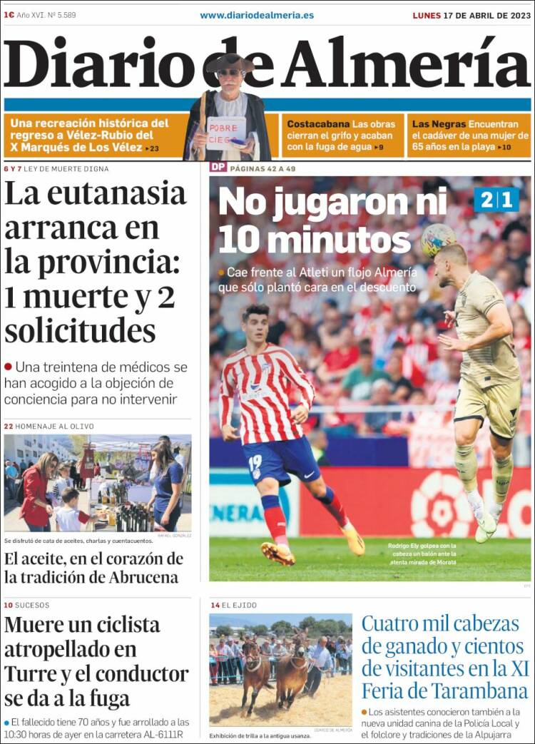 Portada de Diario de Almería (España)