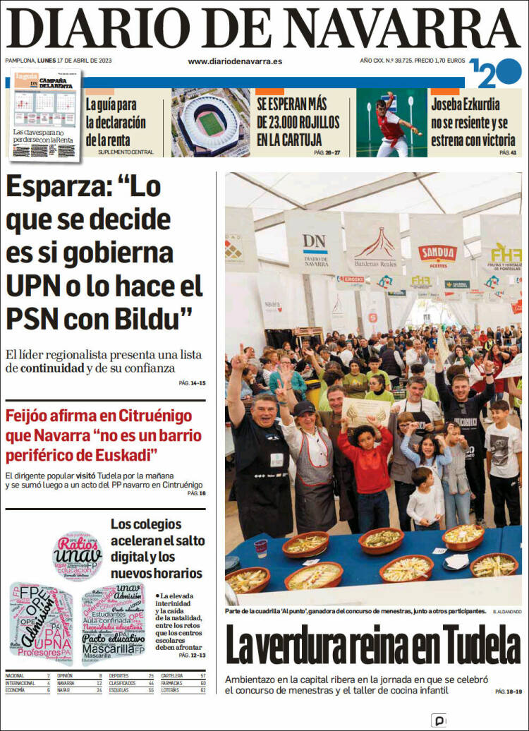 Portada de Diario de Navarra (España)