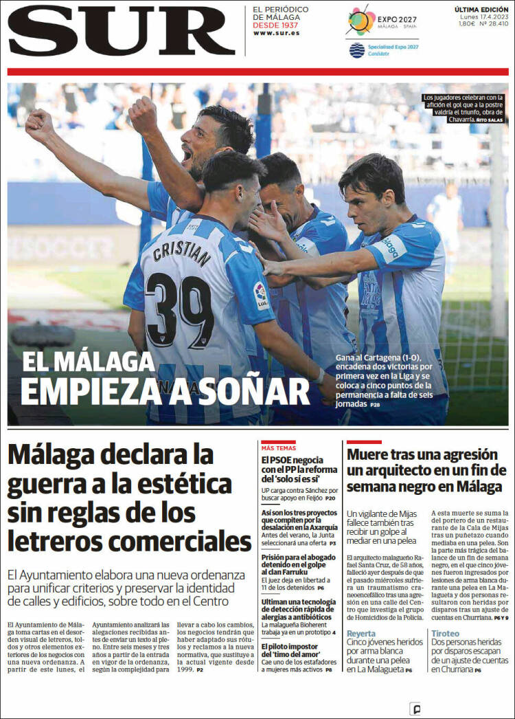 Portada de Diario el Sur (España)