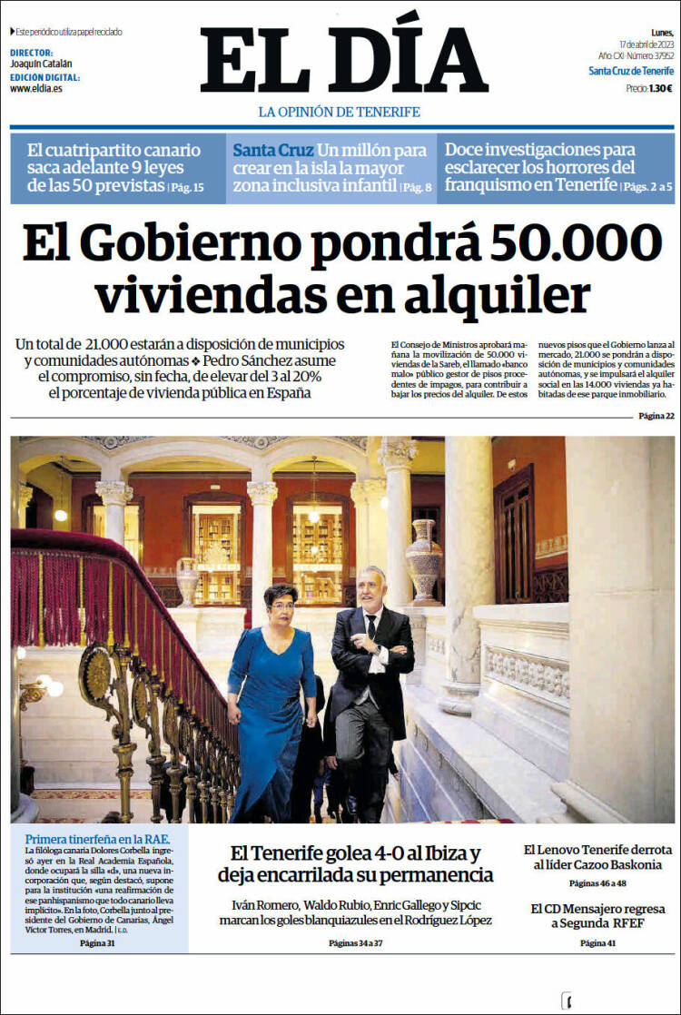 Portada de El Día (España)