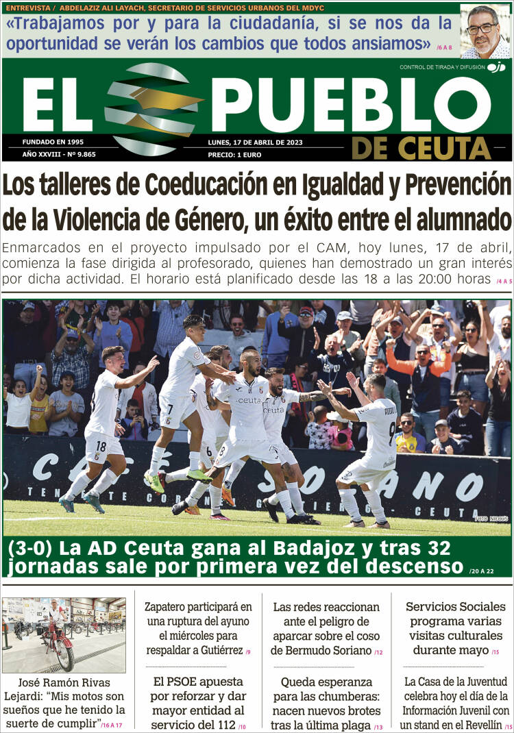 Portada de El Pueblo de Ceuta (España)