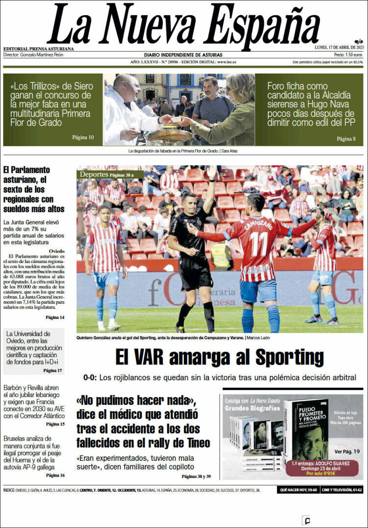 Portada de La Nueva España (España)
