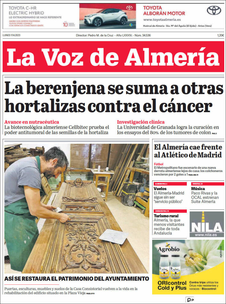 Portada de La Voz de Almería (España)