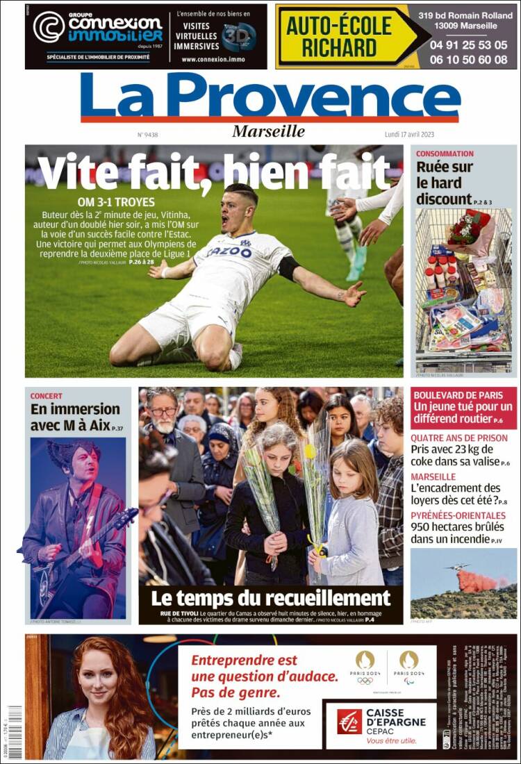 Portada de La Provence (Francia)
