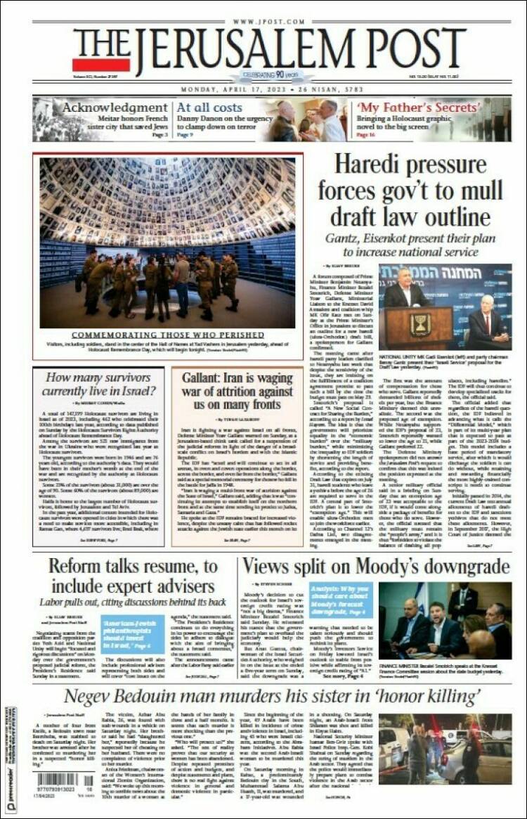 Portada de The Jerusalem Post (Israel)