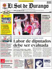 Portada de El Sol de Durango (México)