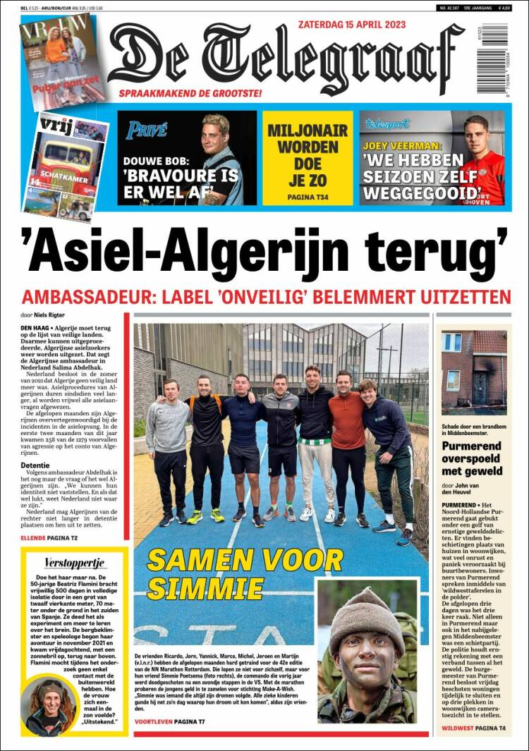 Portada de De Telegraaf (Pa&iacute;ses Bajos)