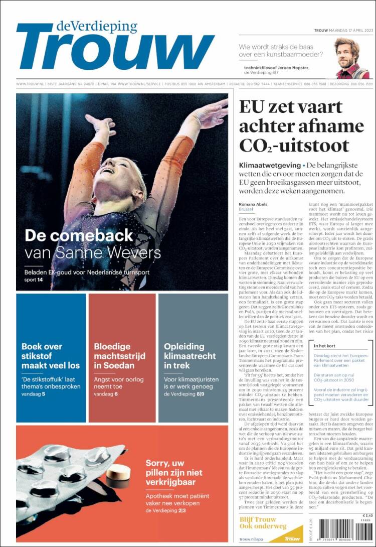 Portada de Trouw (Pa&iacute;ses Bajos)