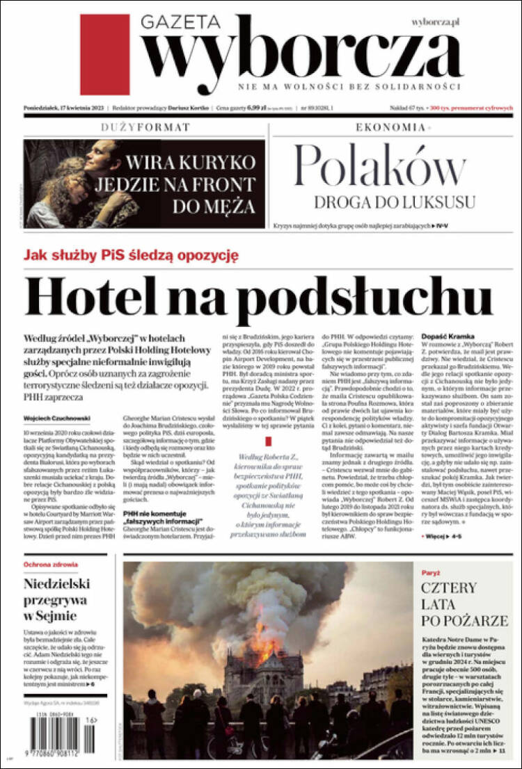 Portada de Gazeta Wyborcza (Polonia)
