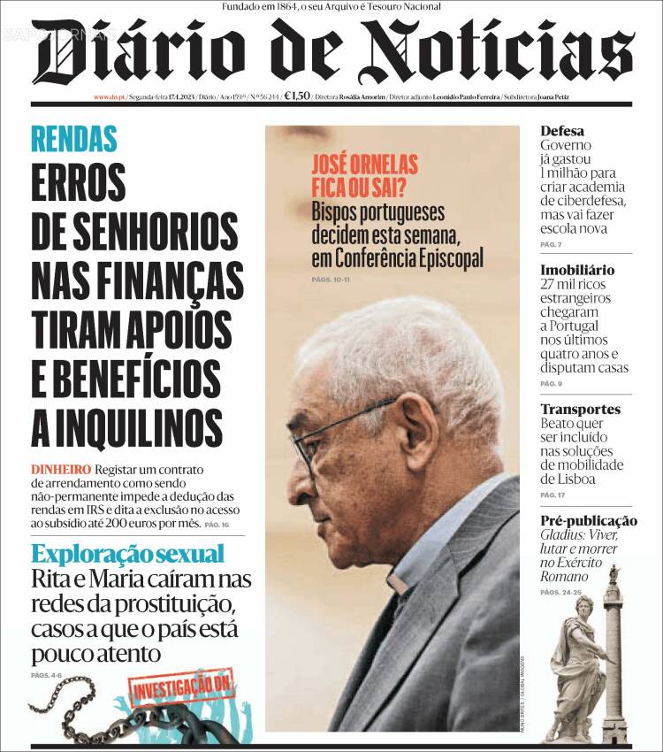 Portada de Diário de Noticias (Portugal)