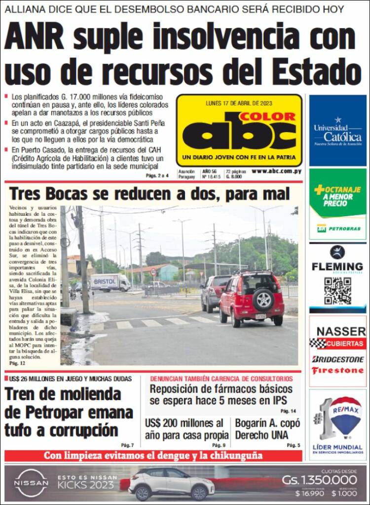 Portada de ABC Color (Paraguay)