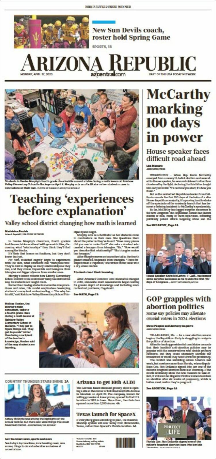 Portada de Arizona Republic News (USA)