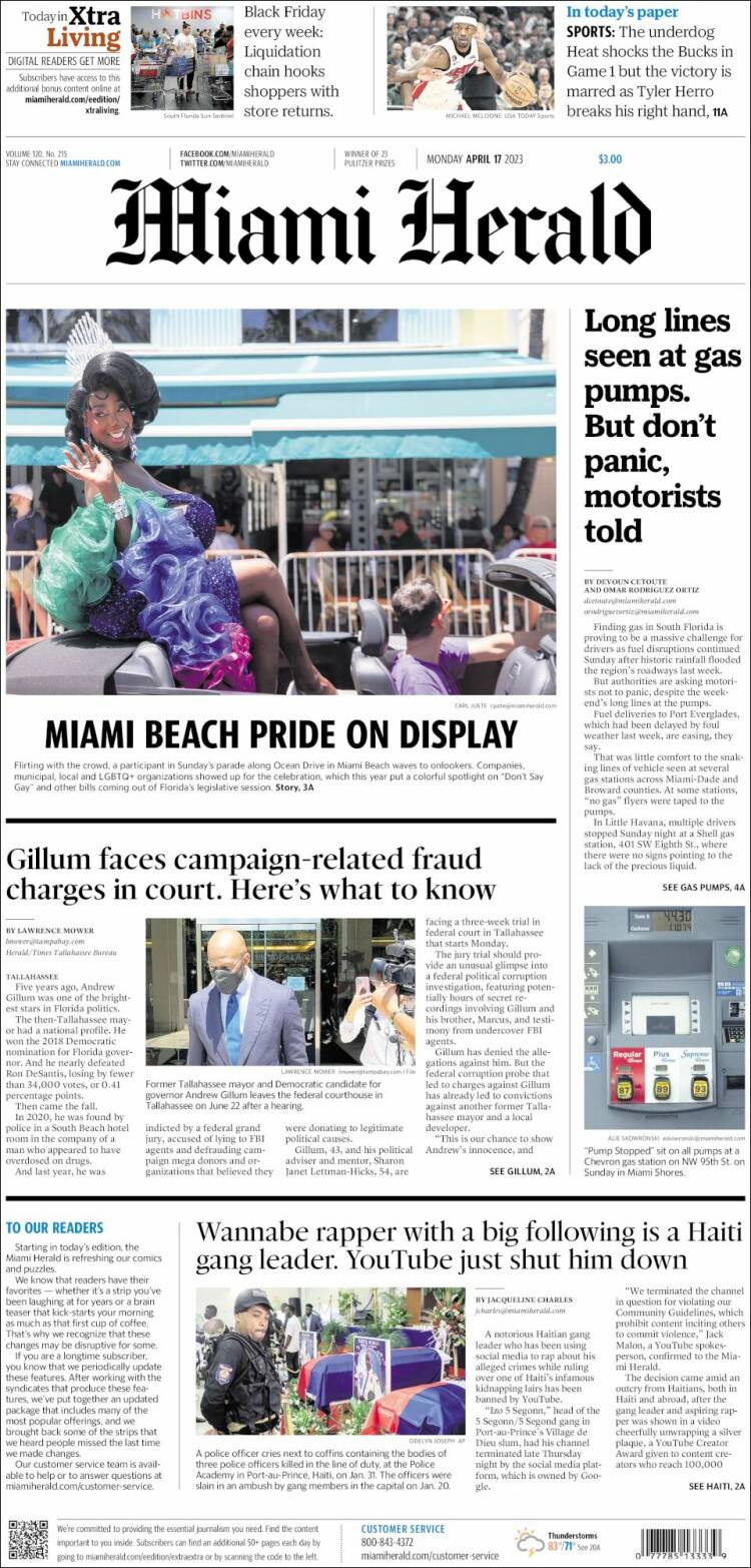 Portada de Miami Herald (USA)