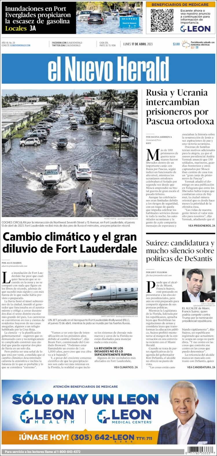 Portada de El Nuevo Herald (USA)