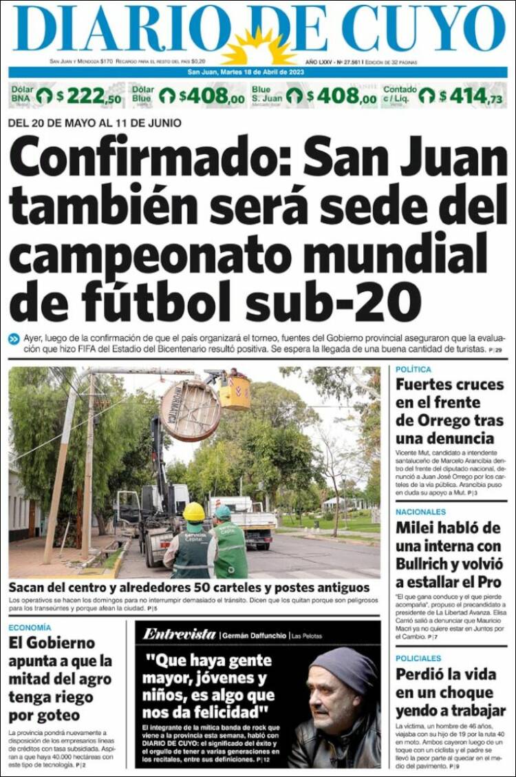 Portada de Diario de Cuyo (Argentine)