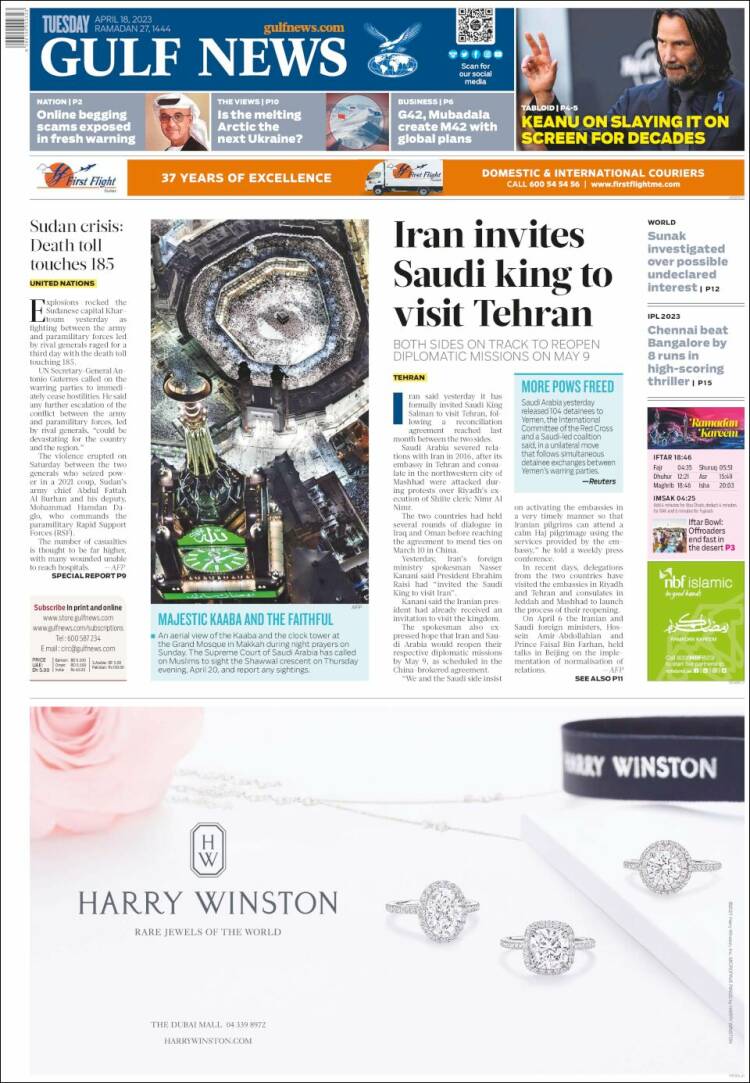 Portada de Gulf News (Asia-Pacífico)