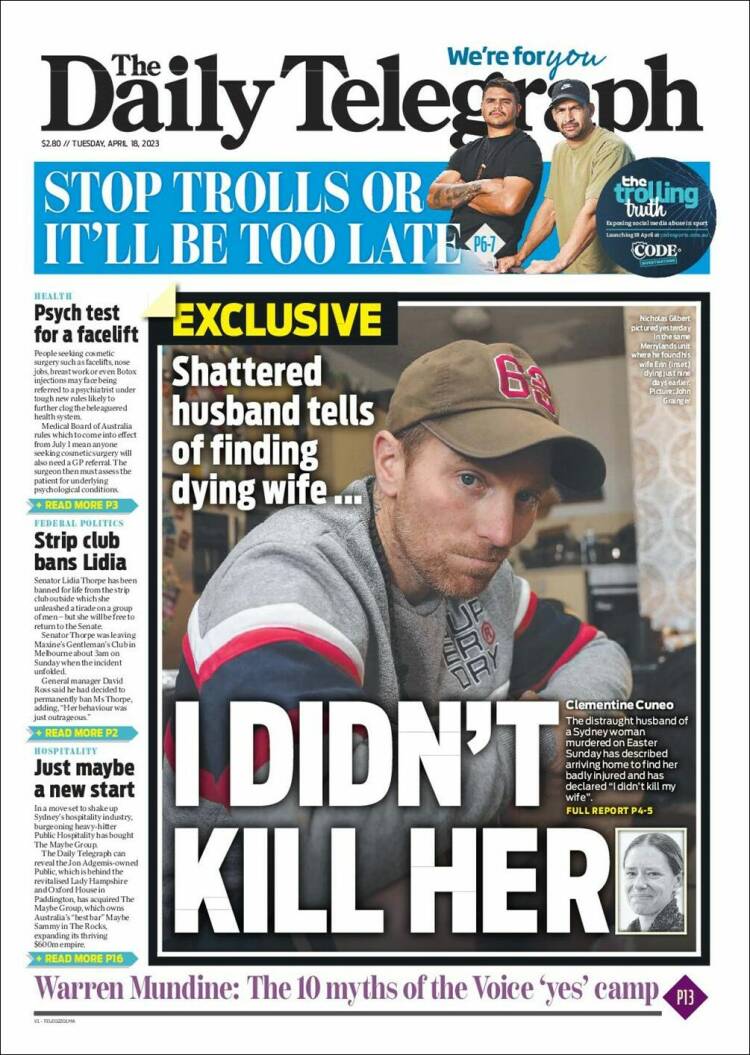 Portada de The Daily Telegraph (Australia)