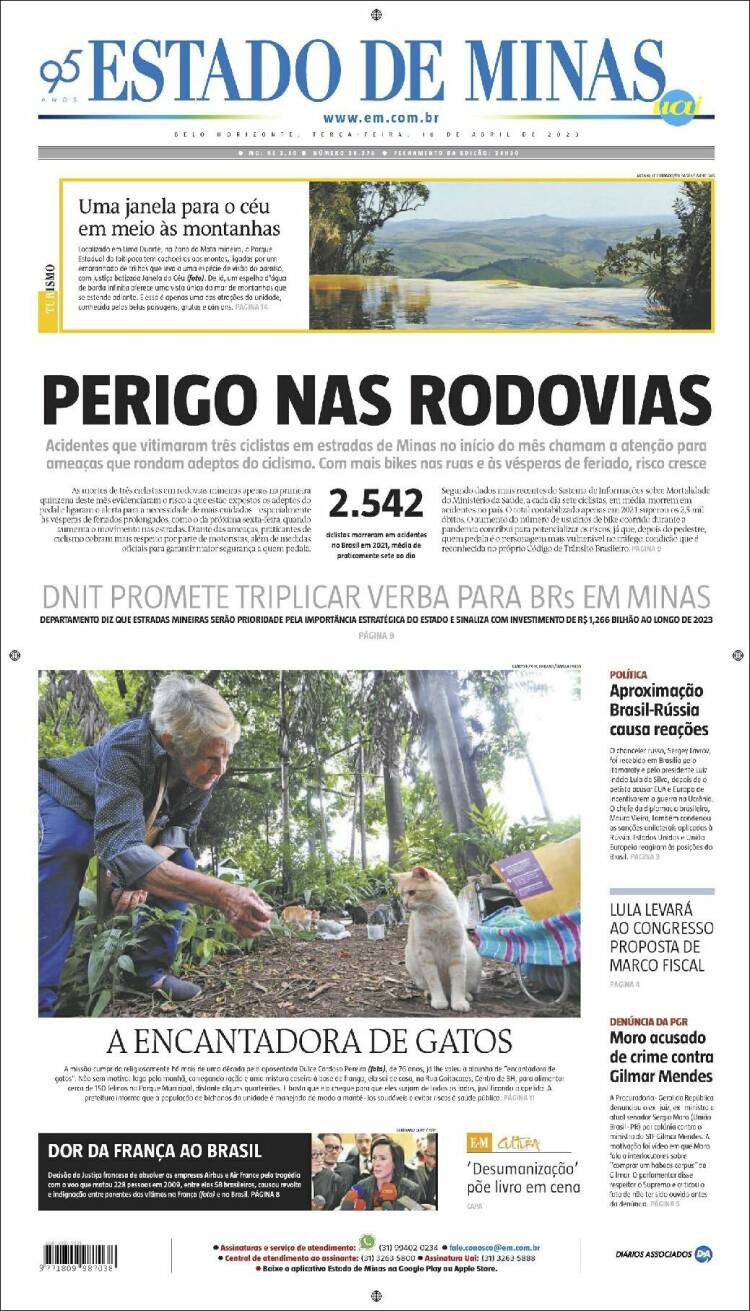 Portada de Jornal Estado de Minas (Brasil)