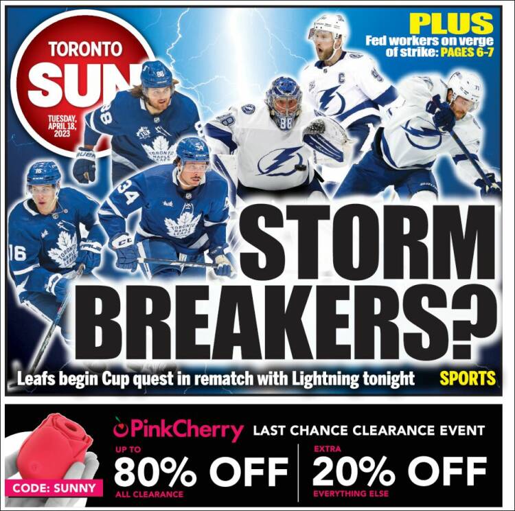 Portada de The Toronto Sun (Canadá)