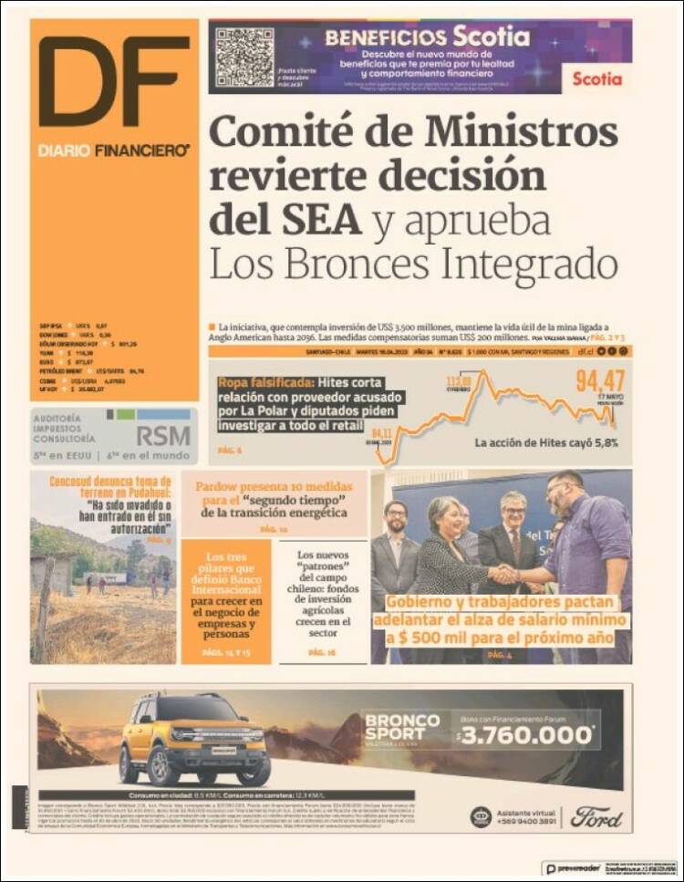 Portada de Diario Financiero (Chile)