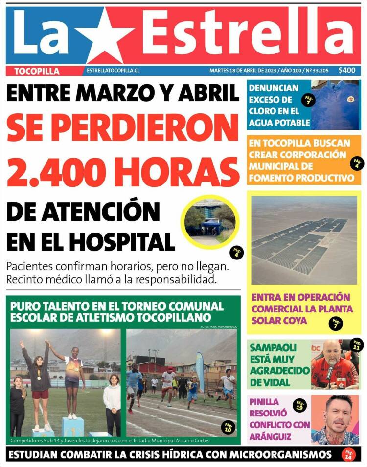 Portada de La Estrella de Tocopilla (Chile)