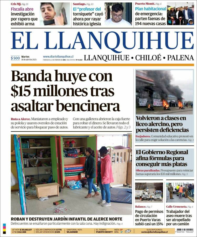 Portada de El Llanquihue (Chile)