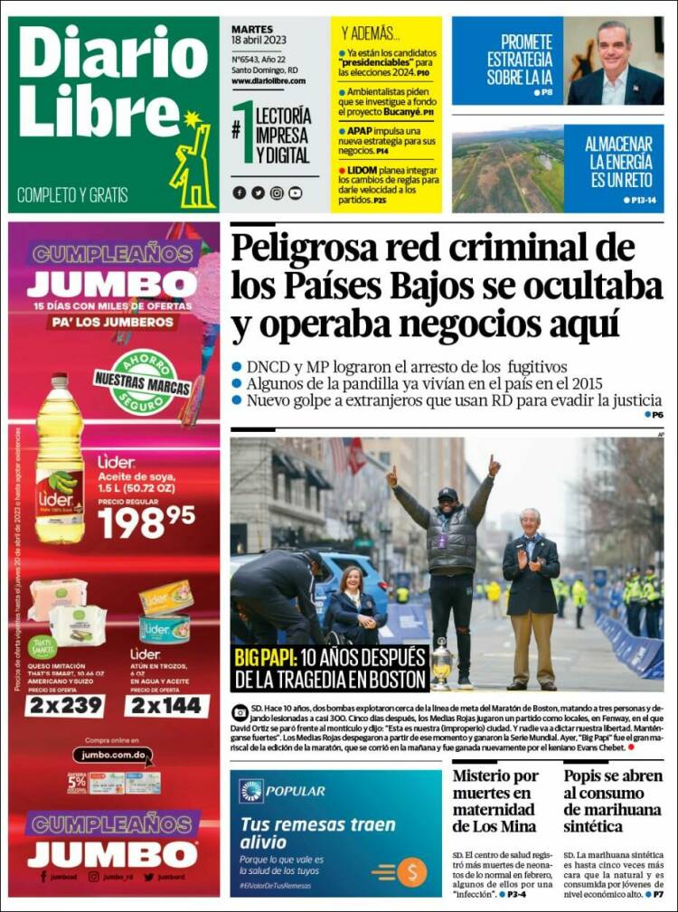 Portada de Diario Libre (R. Dominicana)
