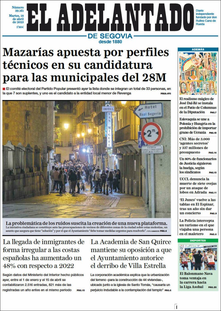 Portada de El Adelantado de Segovia (España)