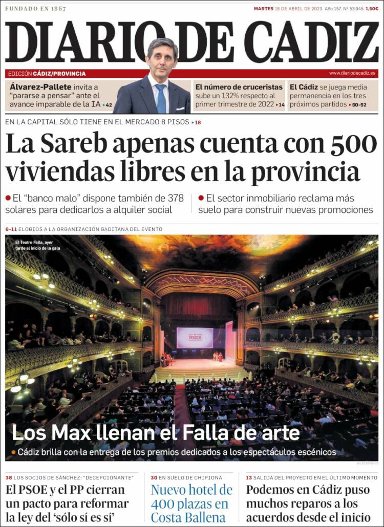 Portada de Diario de Cádiz (España)