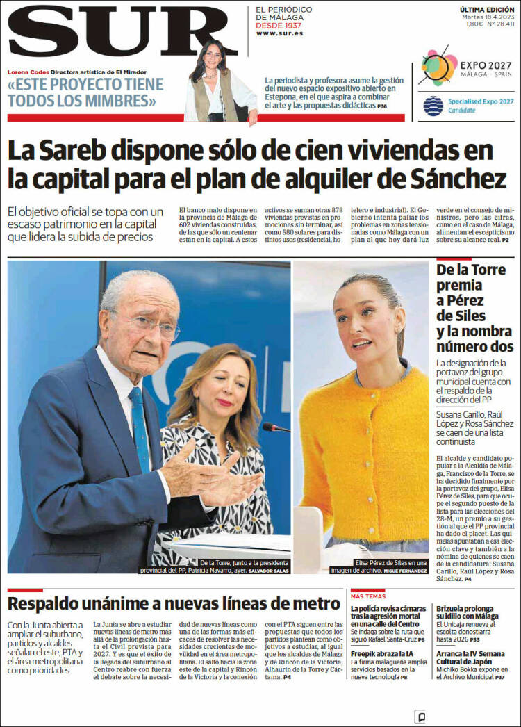 Portada de Diario el Sur (España)