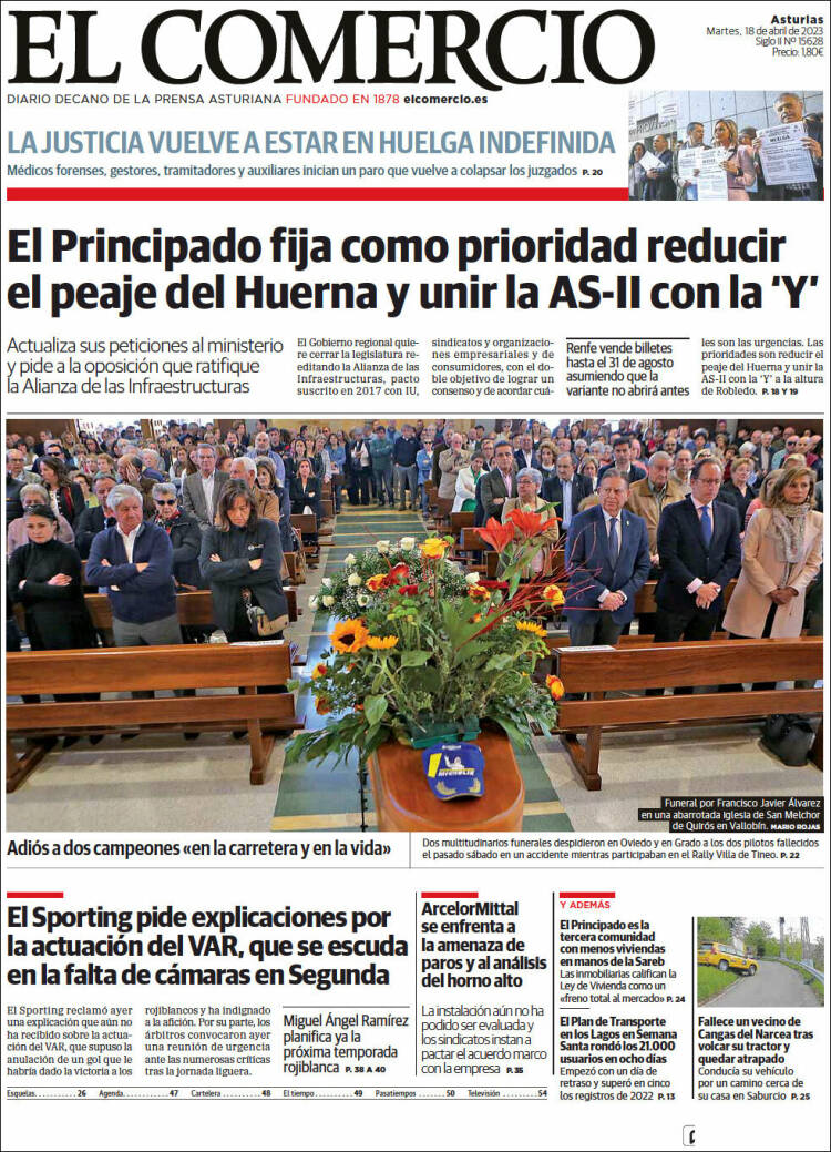 Portada de El Comercio (España)