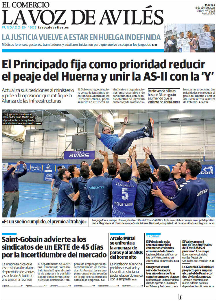 Portada de El Comercio - Avilés (España)