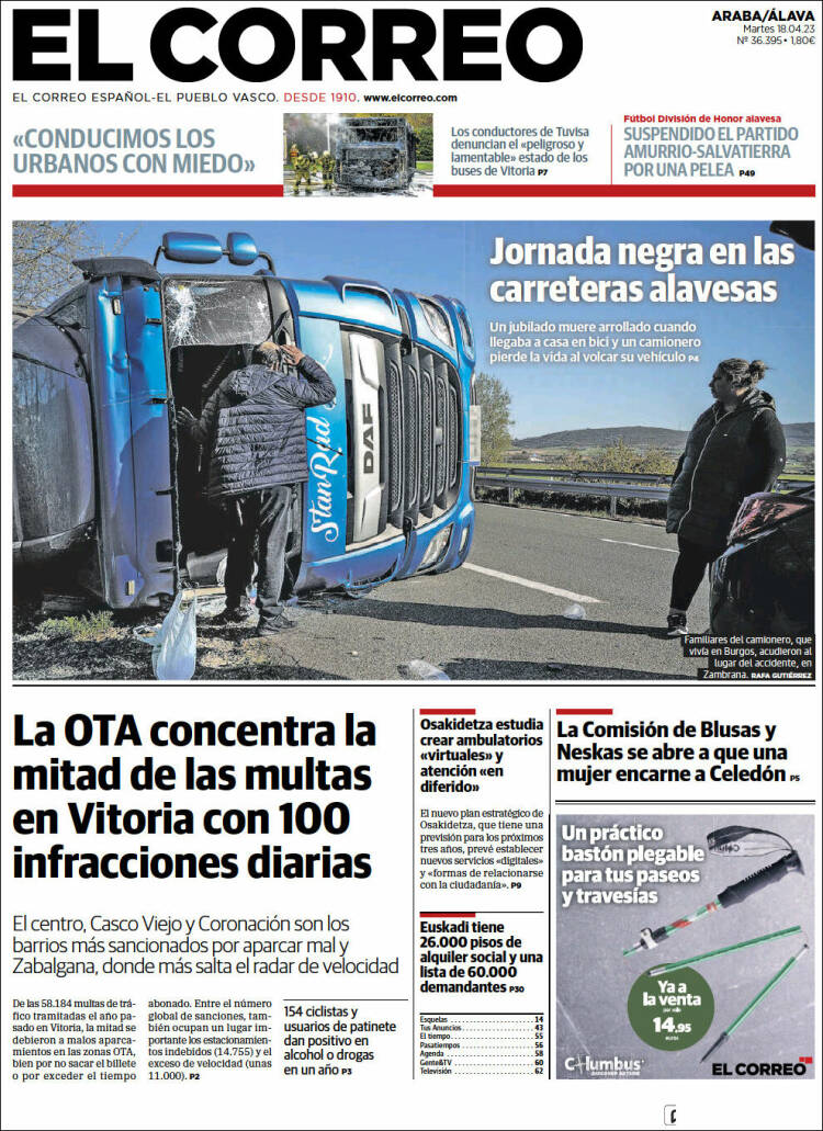 Portada de El Correo - Álava (España)