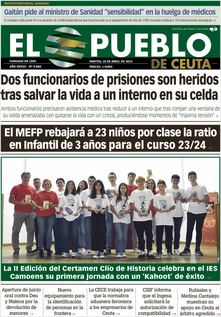 Portada de El Pueblo de Ceuta (España)